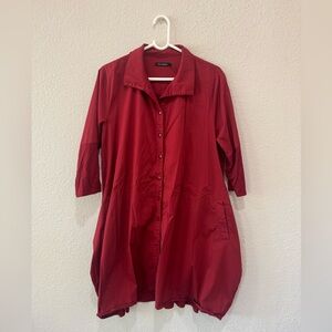 Stella Carakasi Natural Lux Deep Red Button-Down Tiburon Tunic Icon 95% modal